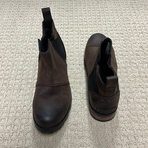 Sorel brown slip on booties size 7
